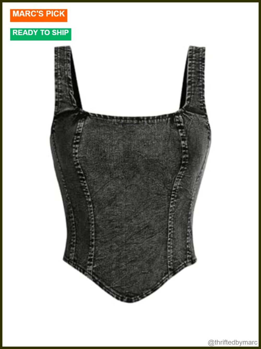 Sleeveless Asymmetrical Hem Square Neck Denim Tank Top